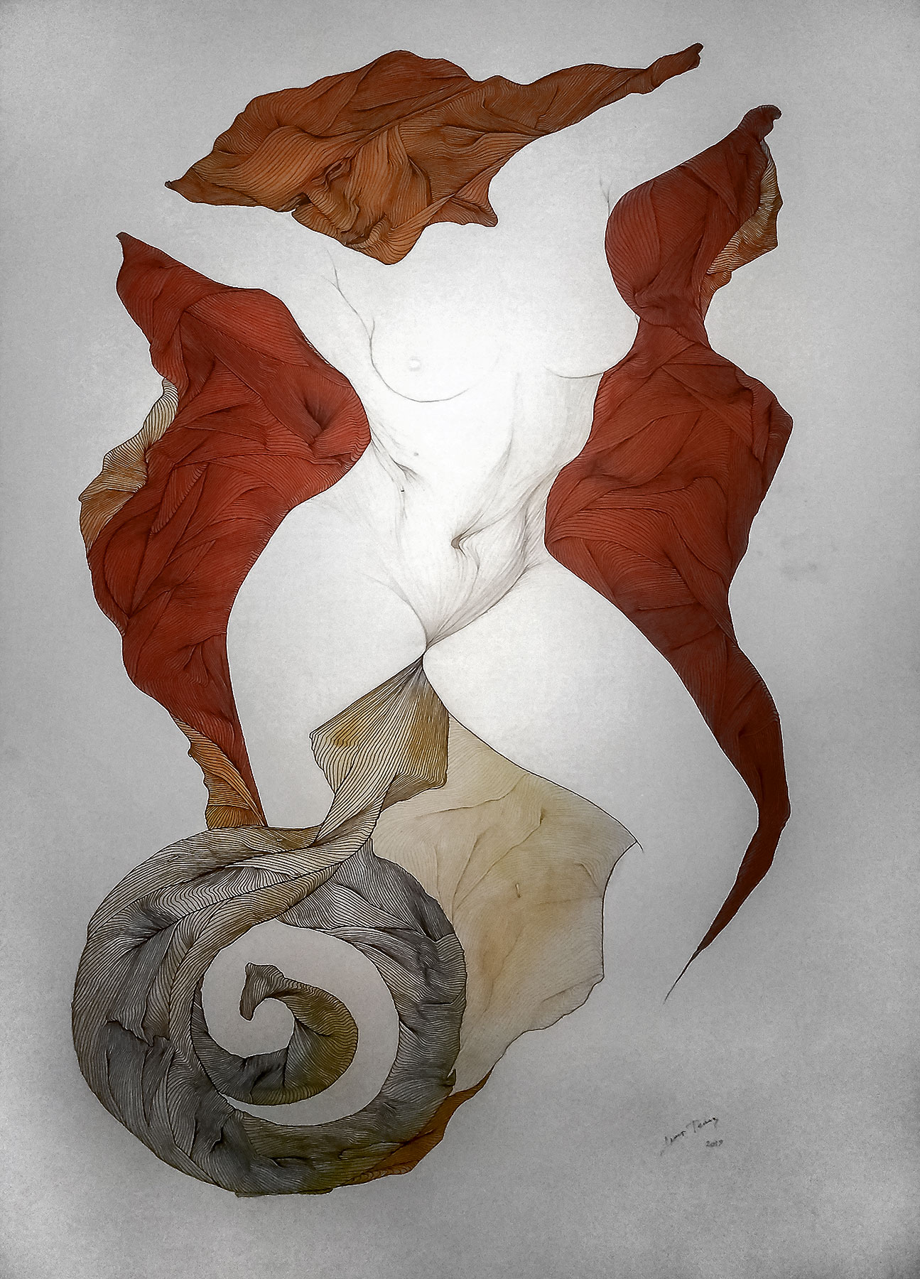 Adam and Eve - Pastel, triplet<br>(1995)<br>Original is available 
