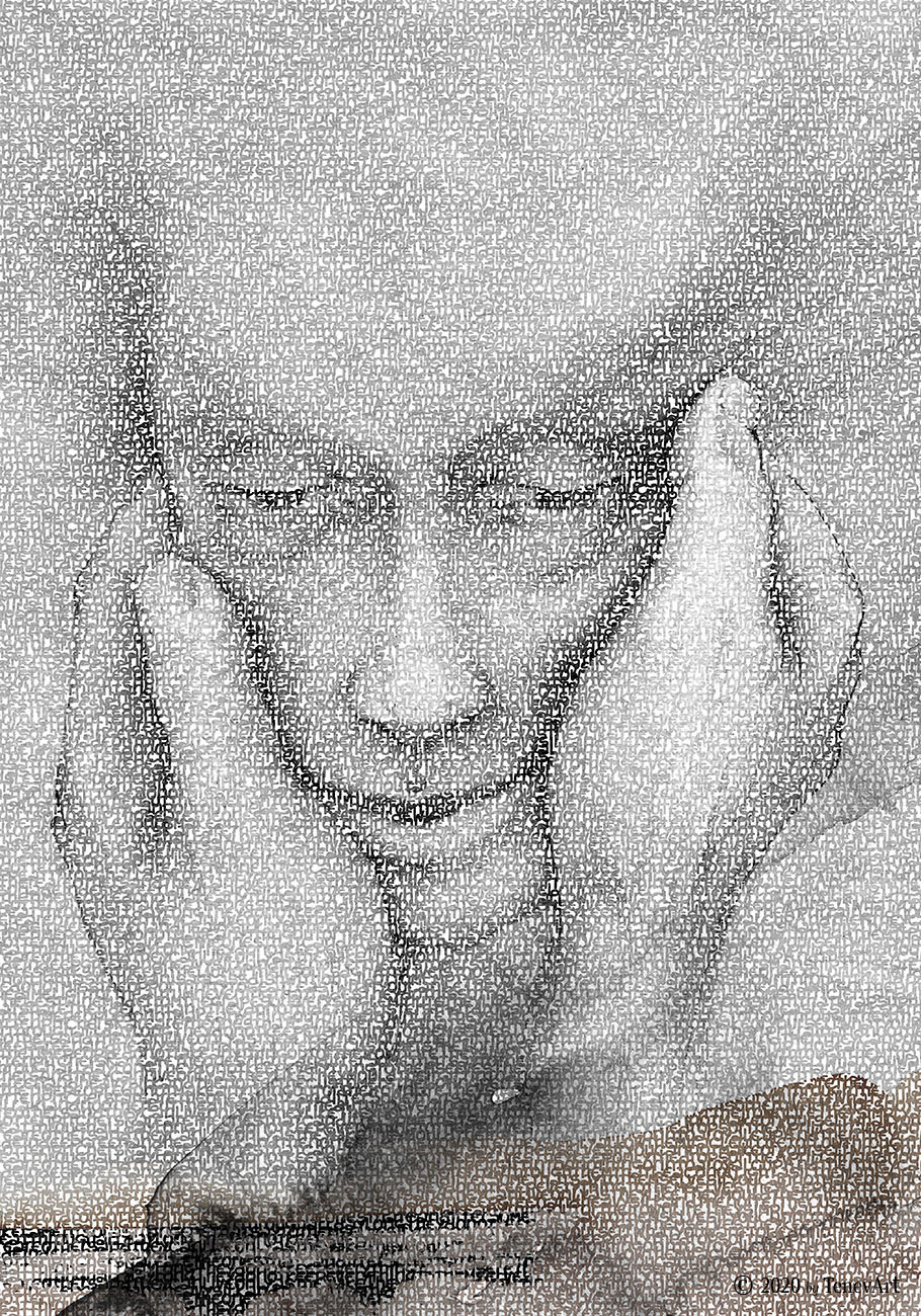 TWO HANDS TO RECREATE MAN<br>digital typography art (2009)
