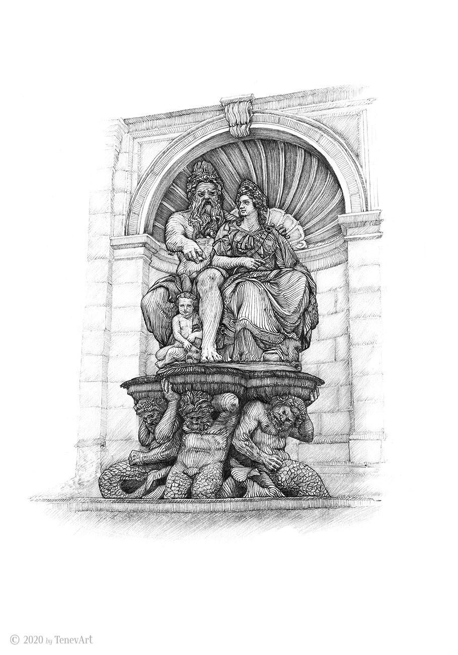 sculpture: ZEUS from ALBERTINA-VIENNA<br>pencil drawing on paper (2018)<br><br>Original is available • 300 € •