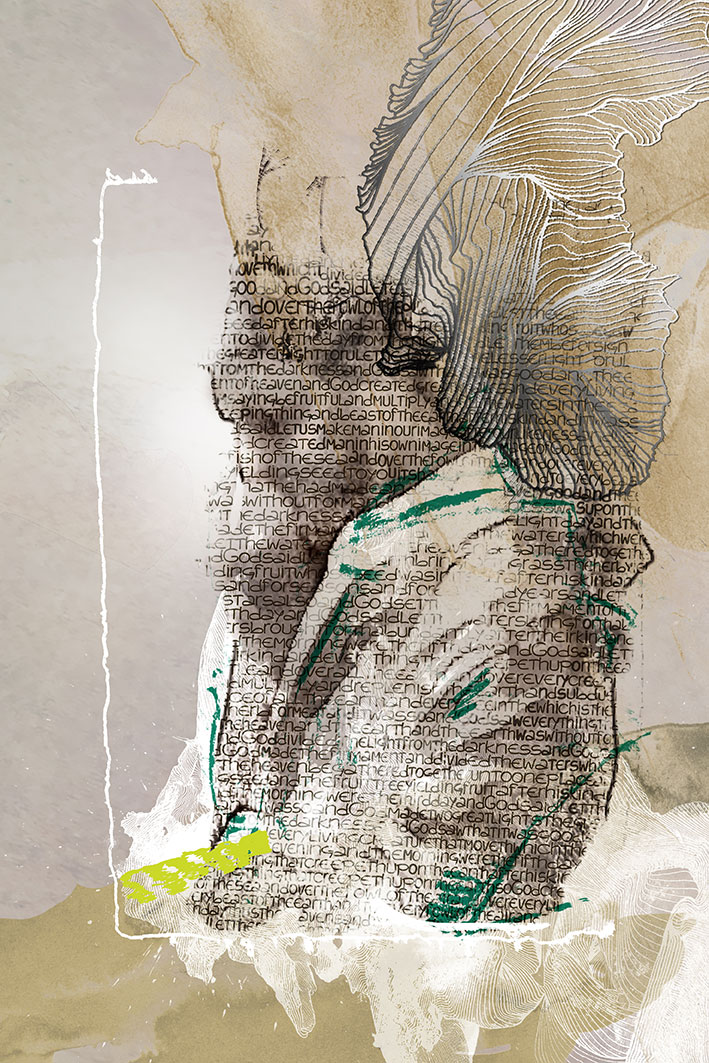an illustration of a human state of mind<br>-I-<br>• a digital mix of my typographic and line art with additional digital intervention •