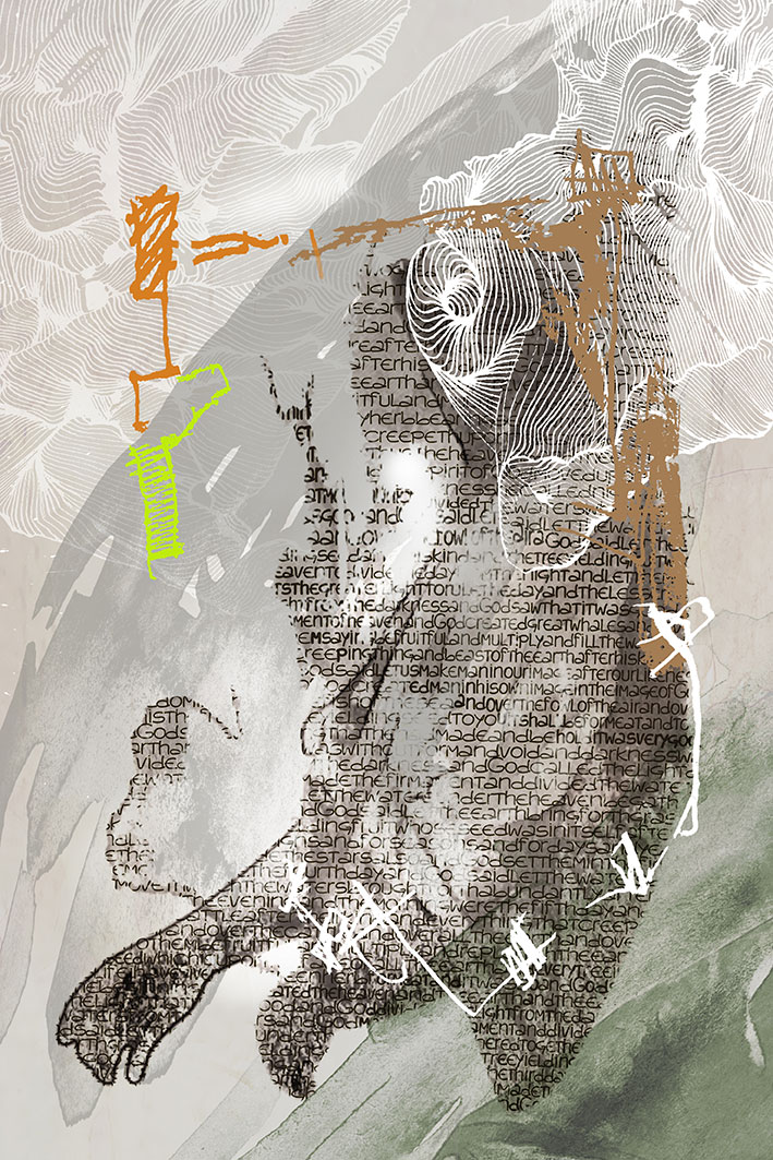 an illustration of a human state of mind<br>-III-<br>• a digital mix of my typographic and line art with additional digital intervention •