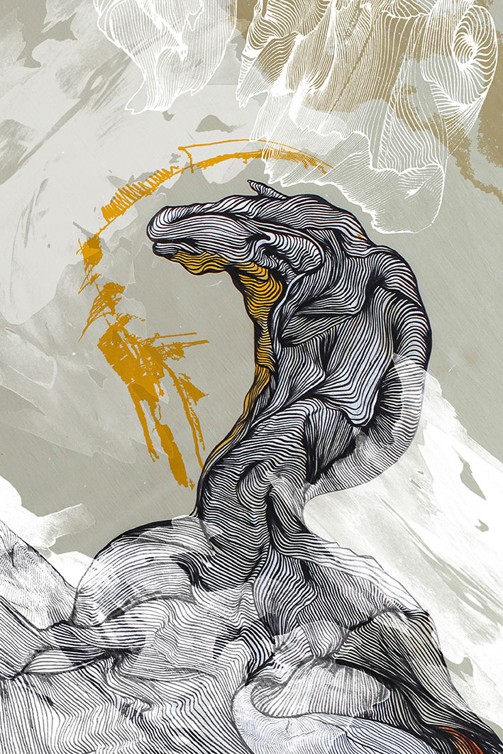 animal survival-Dinosaur<br><br>• a digital mix of my line art with additional digital intervention •
