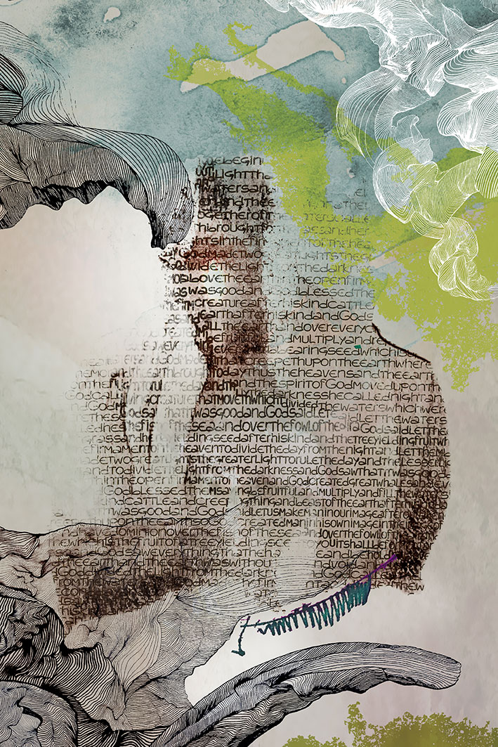 an illustration of a human state of mind<br>-VIII-<br>• a digital mix of my typographic and line art with additional digital intervention •