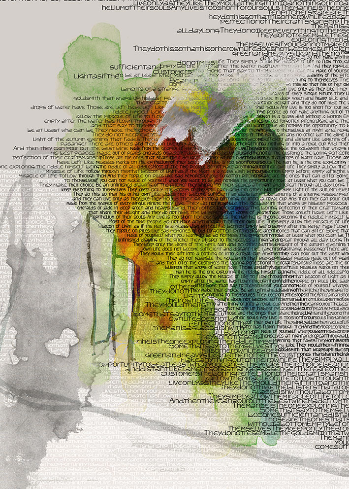 a message from the thinking Man<br><br>• a digital mix of my typographic and line art with additional digital intervention •