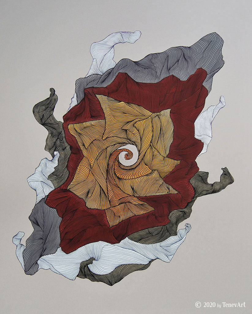 CIRCLE OF ETERNITY-II<br>acrylic and markers on canvas-(2012)<br><br>• Original is SOLD •