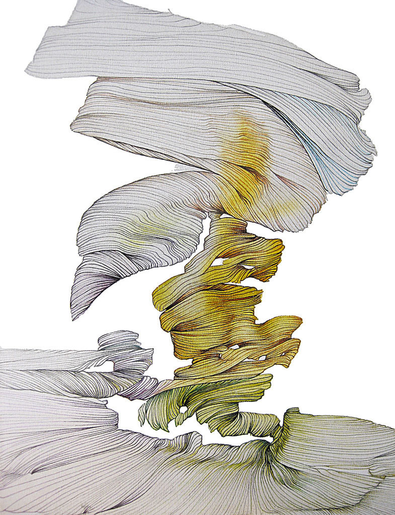 GRAY FLYING BIRD<br>acrylic and markers on canvas-(2012)<br><br>• Original is SOLD •