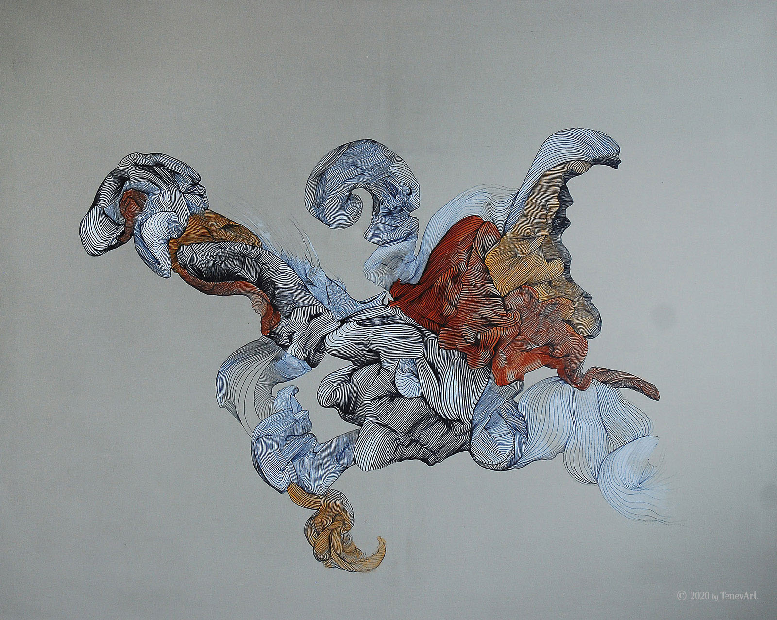 SURVIVAL-III<br>acrylic and markers on canvas-(2014))<br><br>• Original is SOLD •