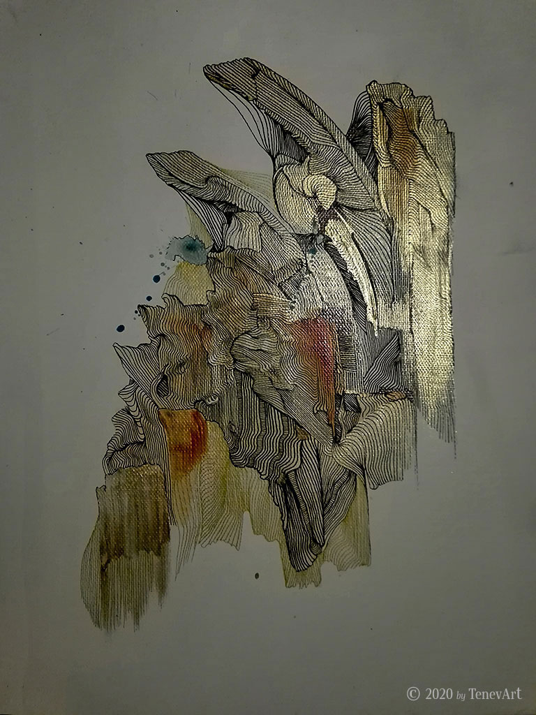 SURVIVAL-IV<br>acrylic and markers on canvas-(2018)<br><br>• Original is SOLD •